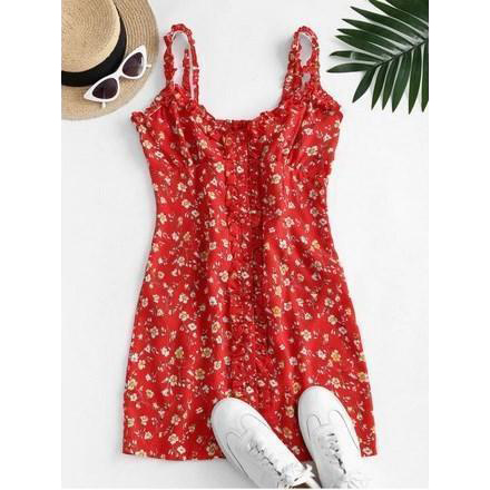 Ditsy Print Frilled Button Down Sundress